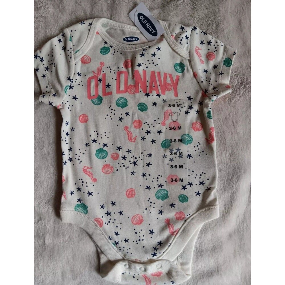Shirt 3 To 6 month New Girls Old Navy White Short sleeves Sea Design Baby